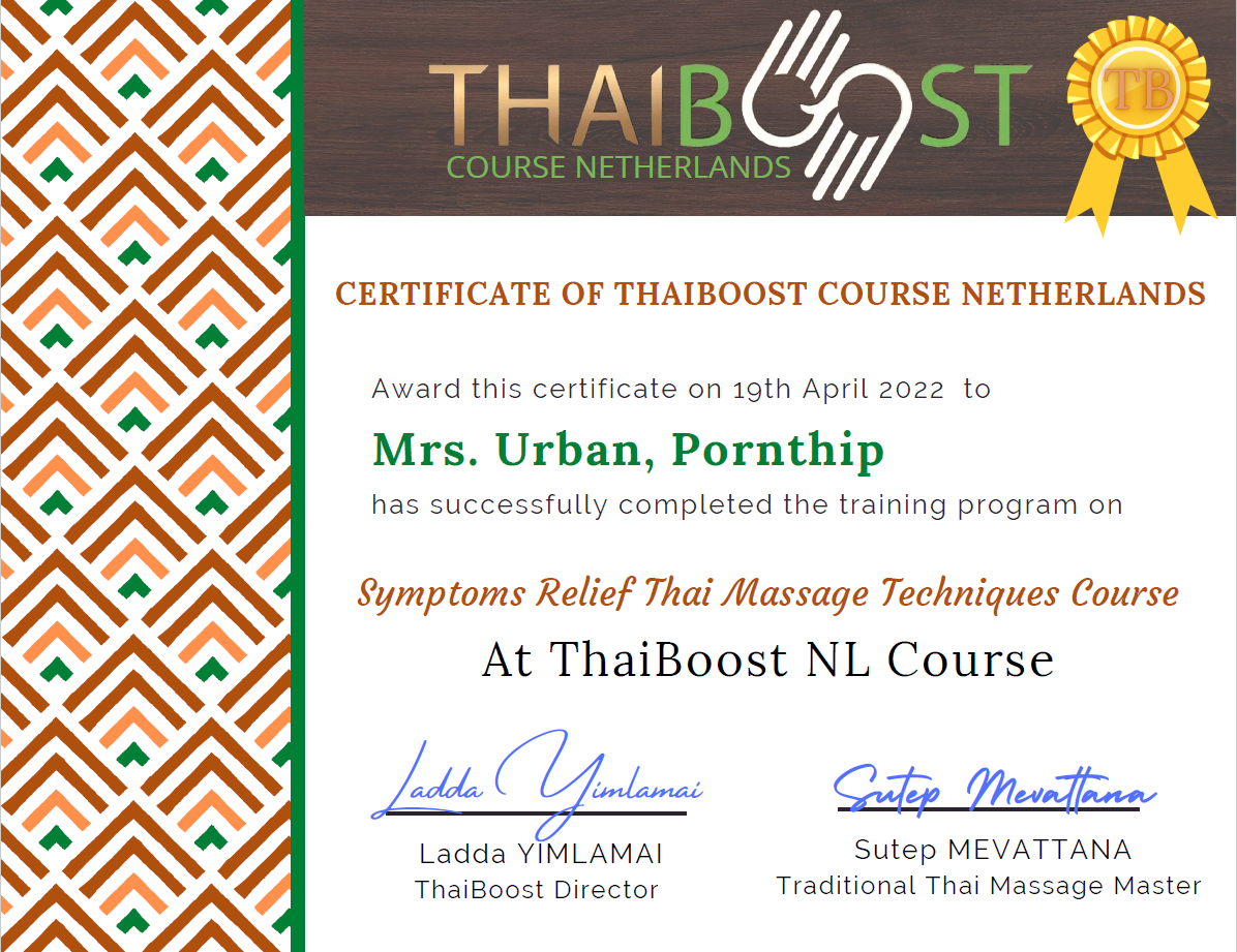 Urkunde Technik-Kurs Noy Thaimassage