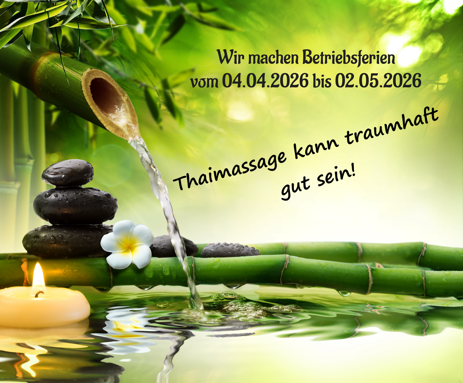 spa stones in garden with flow water Betriebsferien