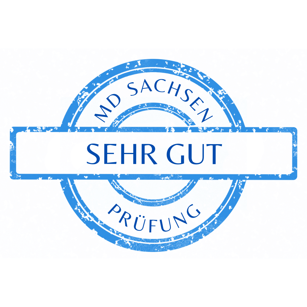 Siegel mit Note 1 des MD Sachsen.