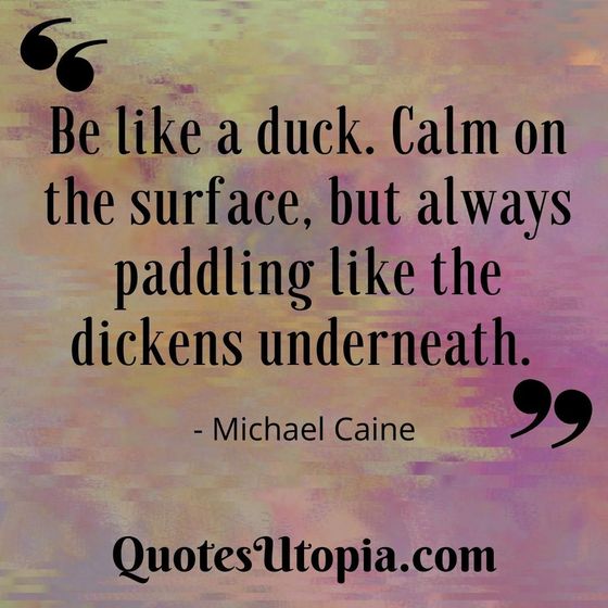 Be like a duck. Calm on the surface, but always paddling like the dickens underneath. Michael Caine