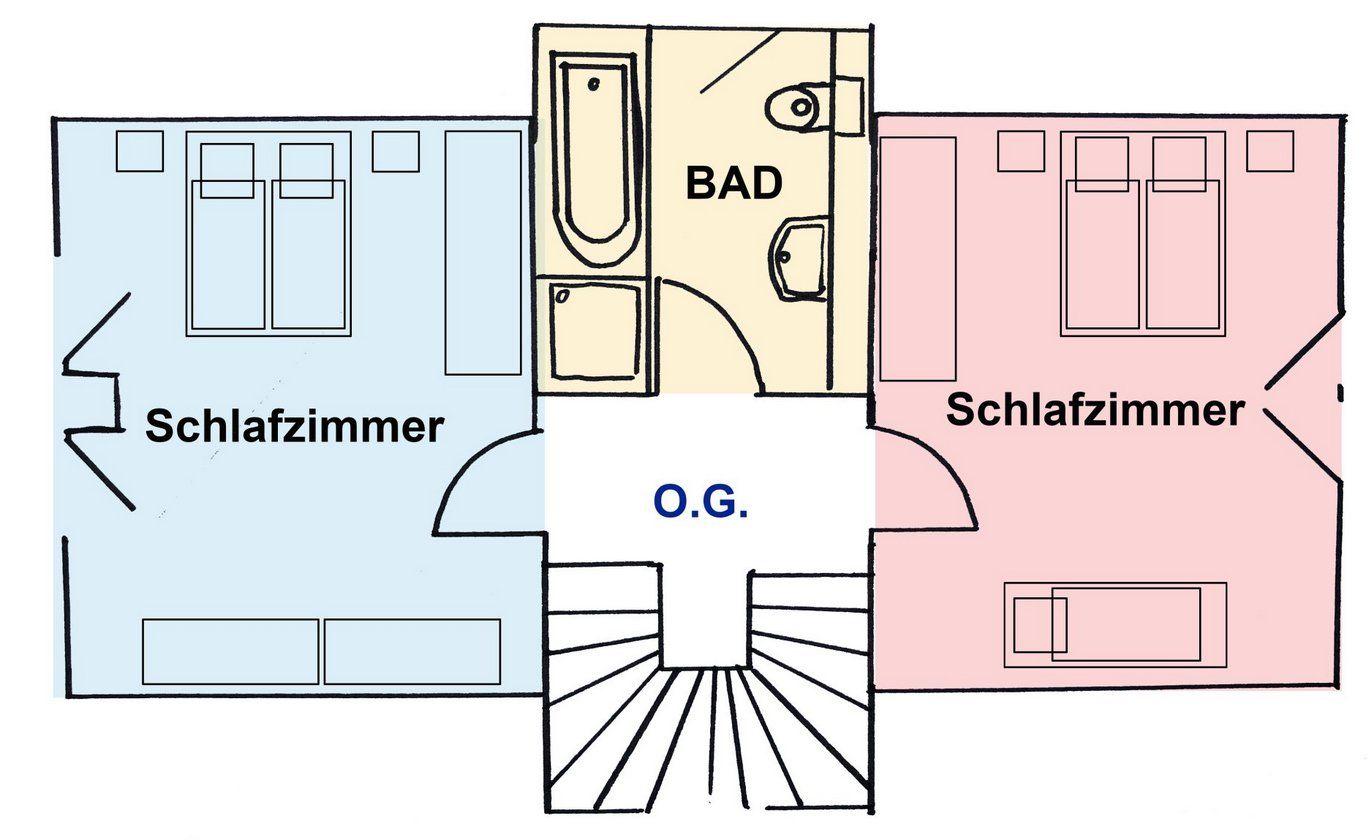 Ferienhaus Eulennest in Glowe auf Rügen - Obergeschoss Grundriss