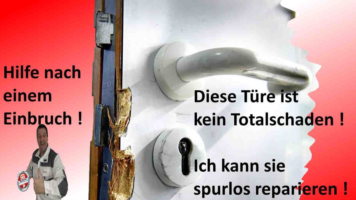 Hilfe nach einem Einbruch. Monteur Karl kann diese Türe reparieren