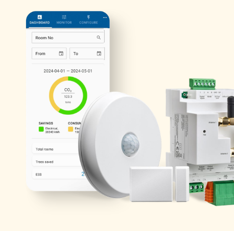 Bild von SALTO XS4 Sense, Sensoren welche erkennen wann Gast ein Hotelzimmer verlässt um Stromverbrauch zu minimieren und zu steuern.