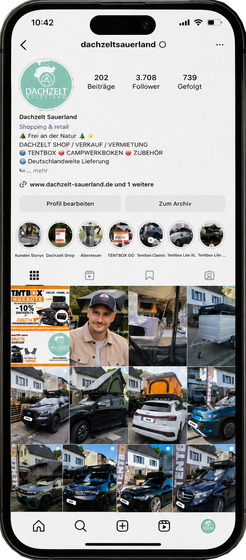 Instagram-Profilseite für einen Autofotografie-Account mit einer Übersicht von Fahrzeugfotos und Reels-Symbolen