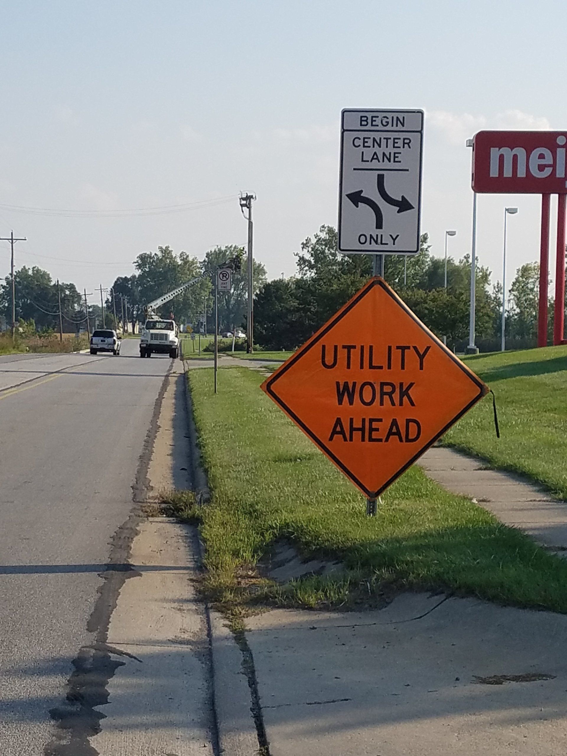 sign of utility work ahead