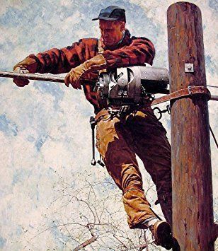 Norman Rockwell Lineman Painting