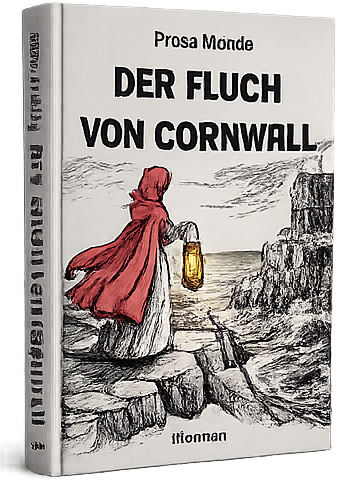 3D-Mockup Buchtitel Der Fluch von Cornwall von Prosa Munde