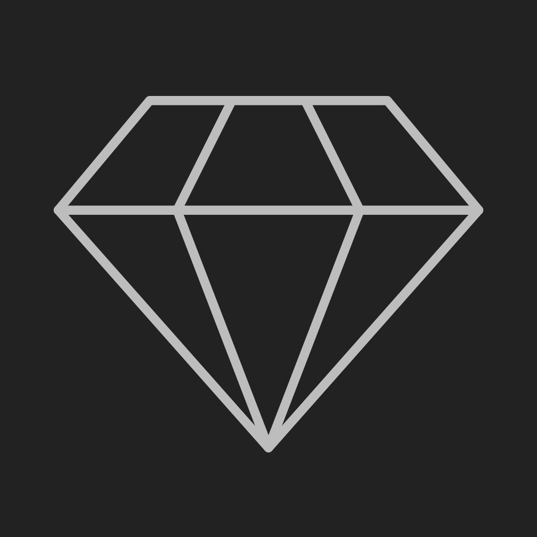 Silberne Kontur einer Rautenform auf schwarzem Hintergrund.