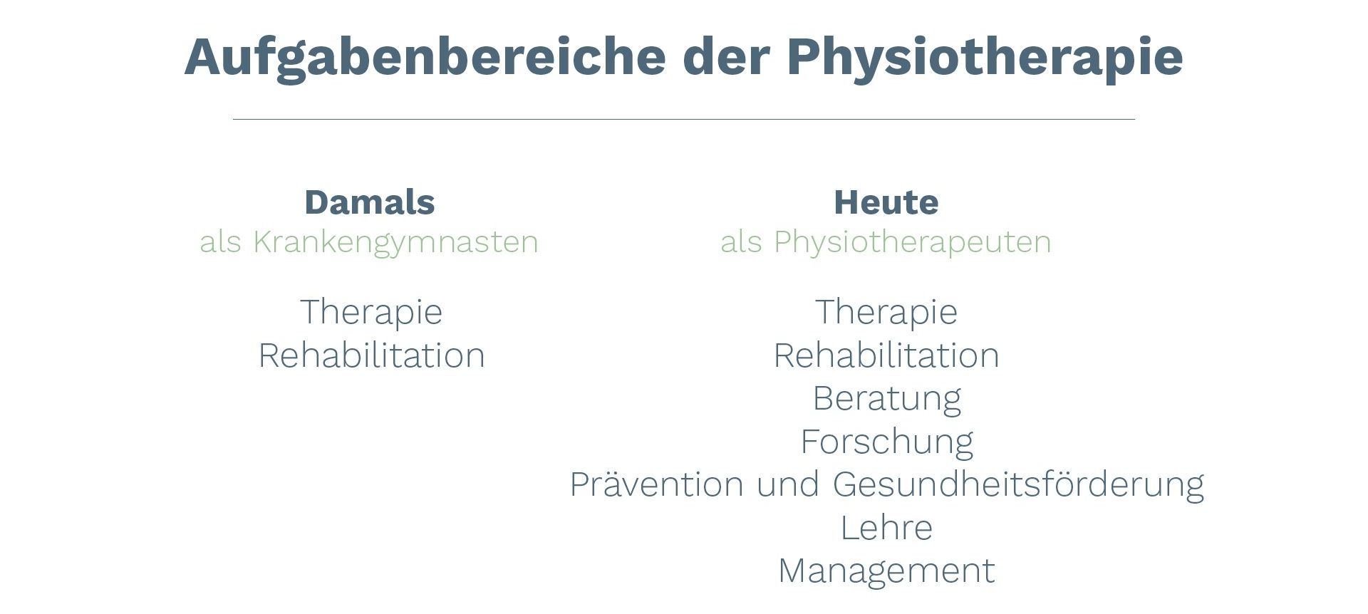 Abbildung Unterschiede Physiotherapeuten und Krankengymnasten Aufgaben