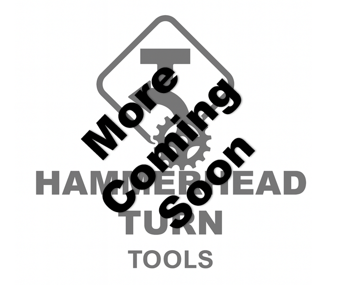 Schwarzweißes Logo für Hammerhead Turn Tools mit Textüberlagerung „Weitere folgen in Kürze“.