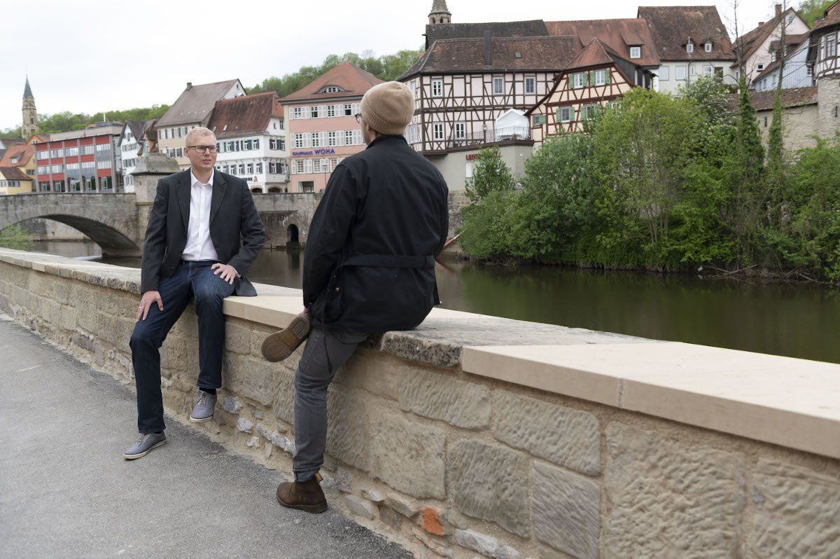 OB-Kandidat Daniel Bullinger im Gespräch in Schwäbisch Hall