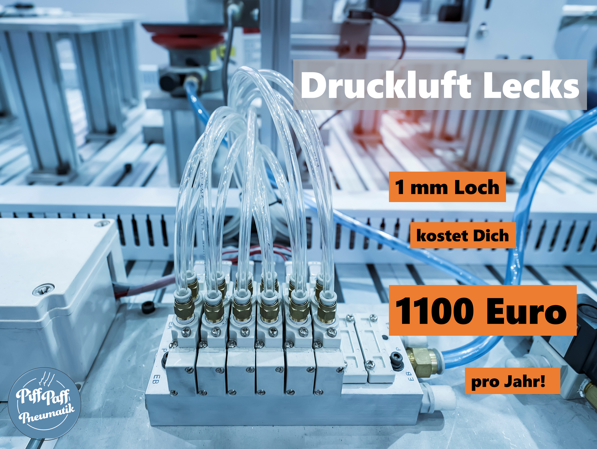 Druckluft Lecks: 1 mm Loch kostet dich 1100 Euro pro Jahr!