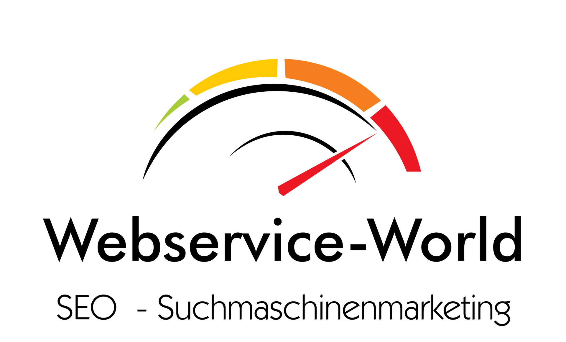 Logo: „Webservice-World“ mit einer Geschwindigkeitsanzeige, die SEO- und Suchmaschinenmarketing-Dienstleistungen symbolisiert.