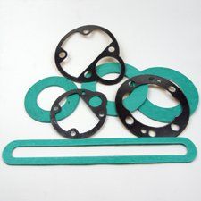 Flachdichtungen, Gaskets, Faserstoff, Gummi, Graphit, Graphit mit Spießblech, Graphit mit Flachblech
