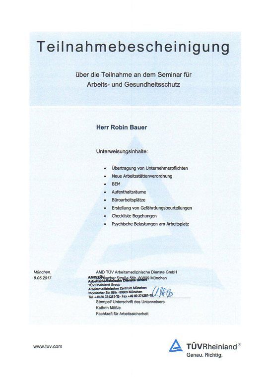 Teilnahmebescheinigung