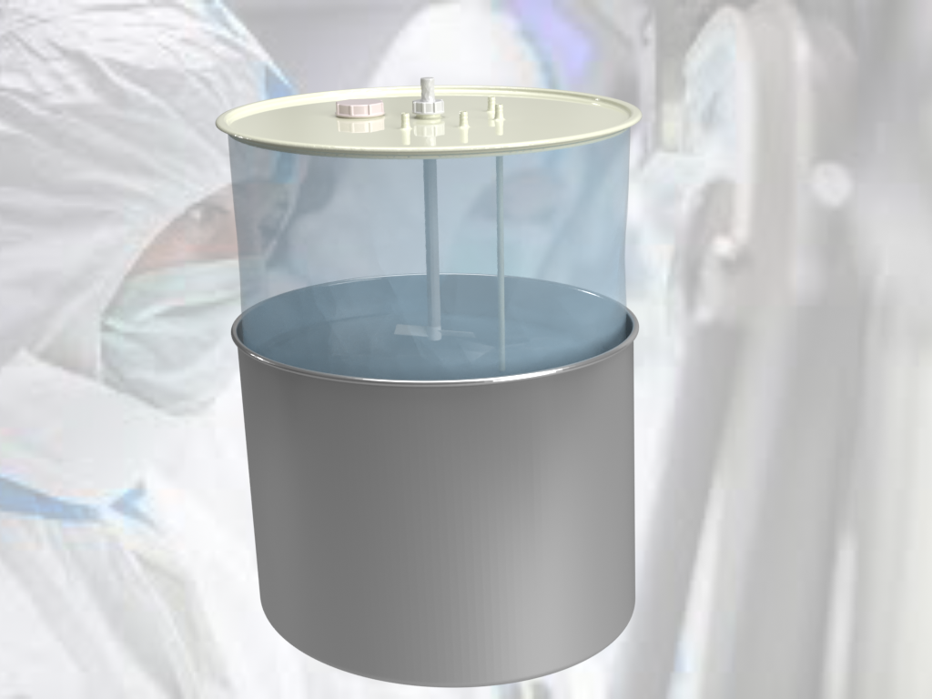 Fass mit Rundbodeninliner als Bioreaktor