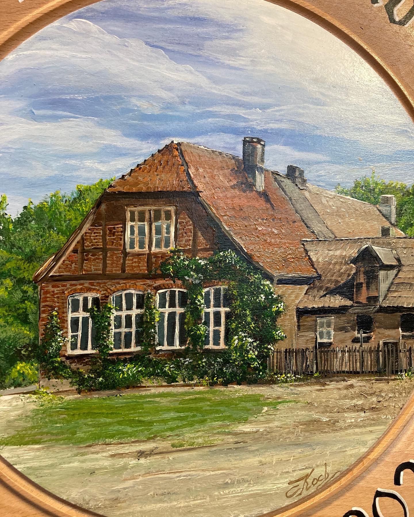 Handgemalte Schützenscheibe mit der alten schule Wendisch Evern