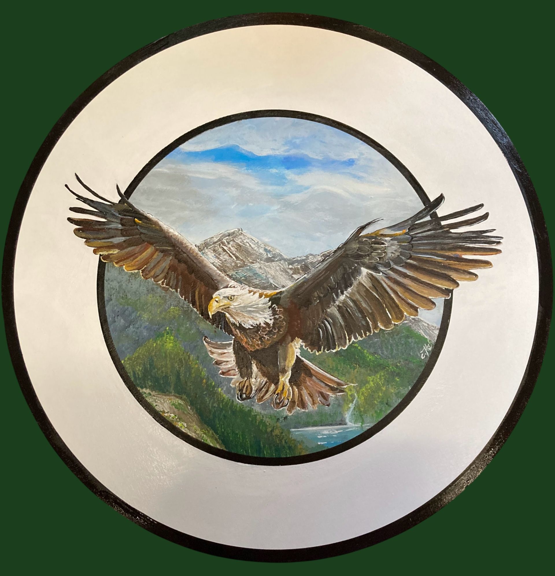 Handgemalte Schützenscheibe mit einem Adler