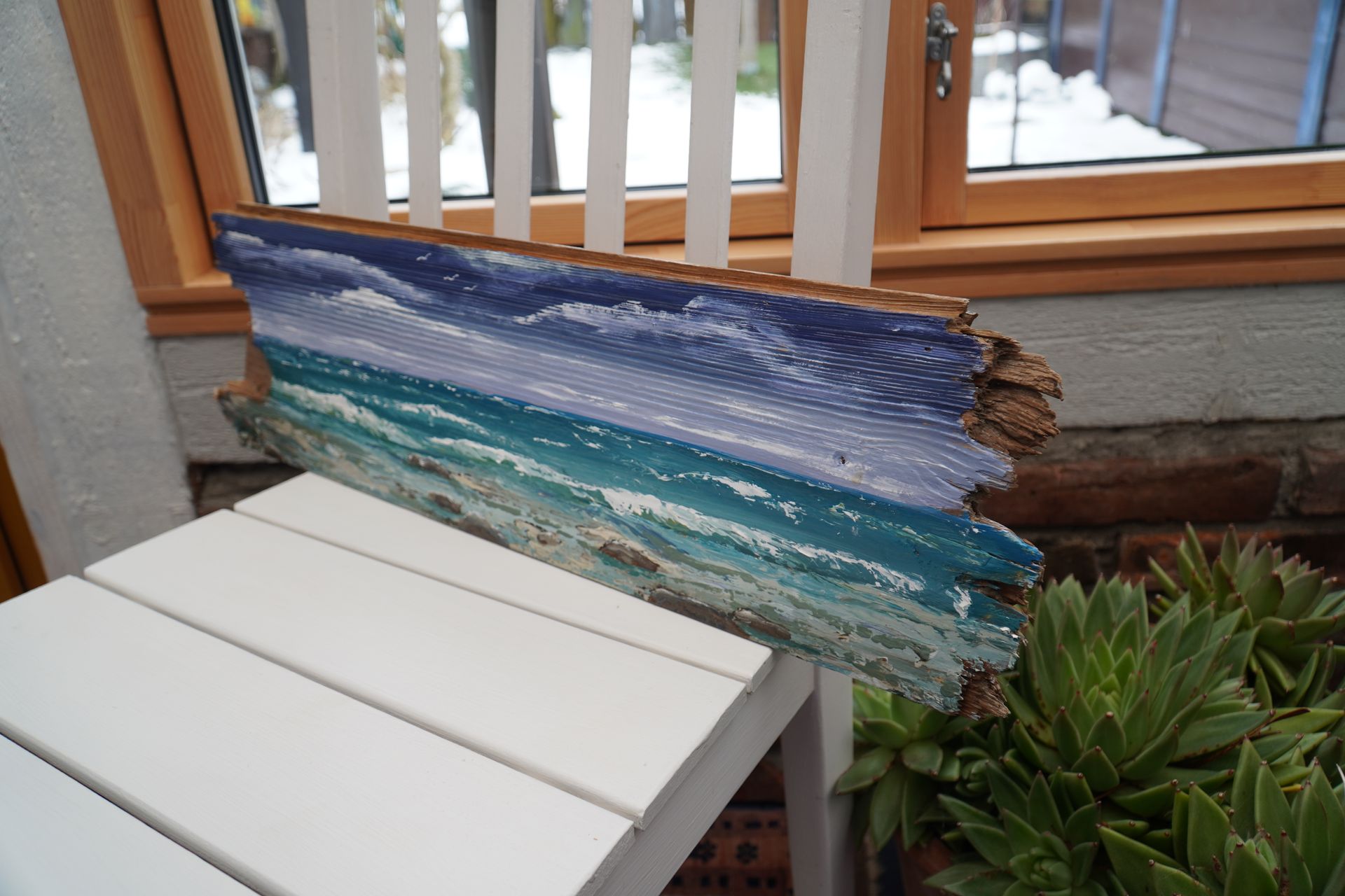 Gemälde Nordseeküste auf Treibholz Claudia Koch Dornum