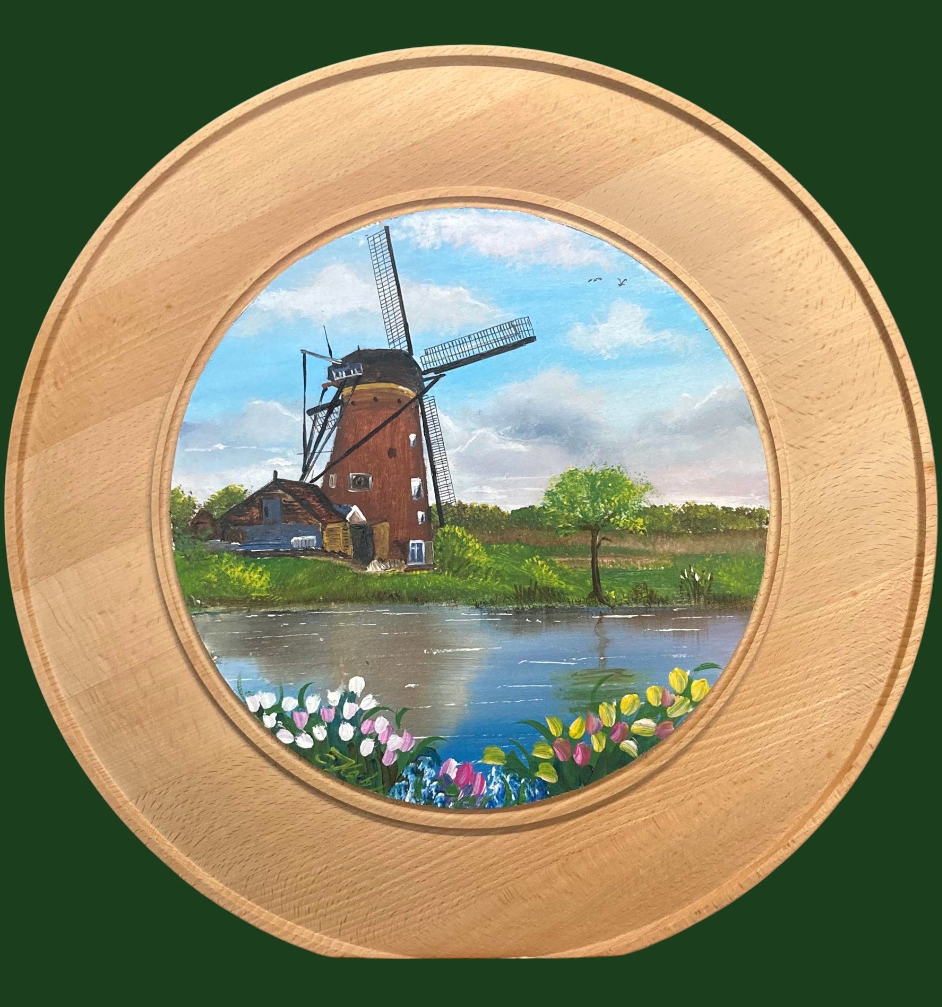 Handgemalte Schützenscheibe mit holländischer Mühle