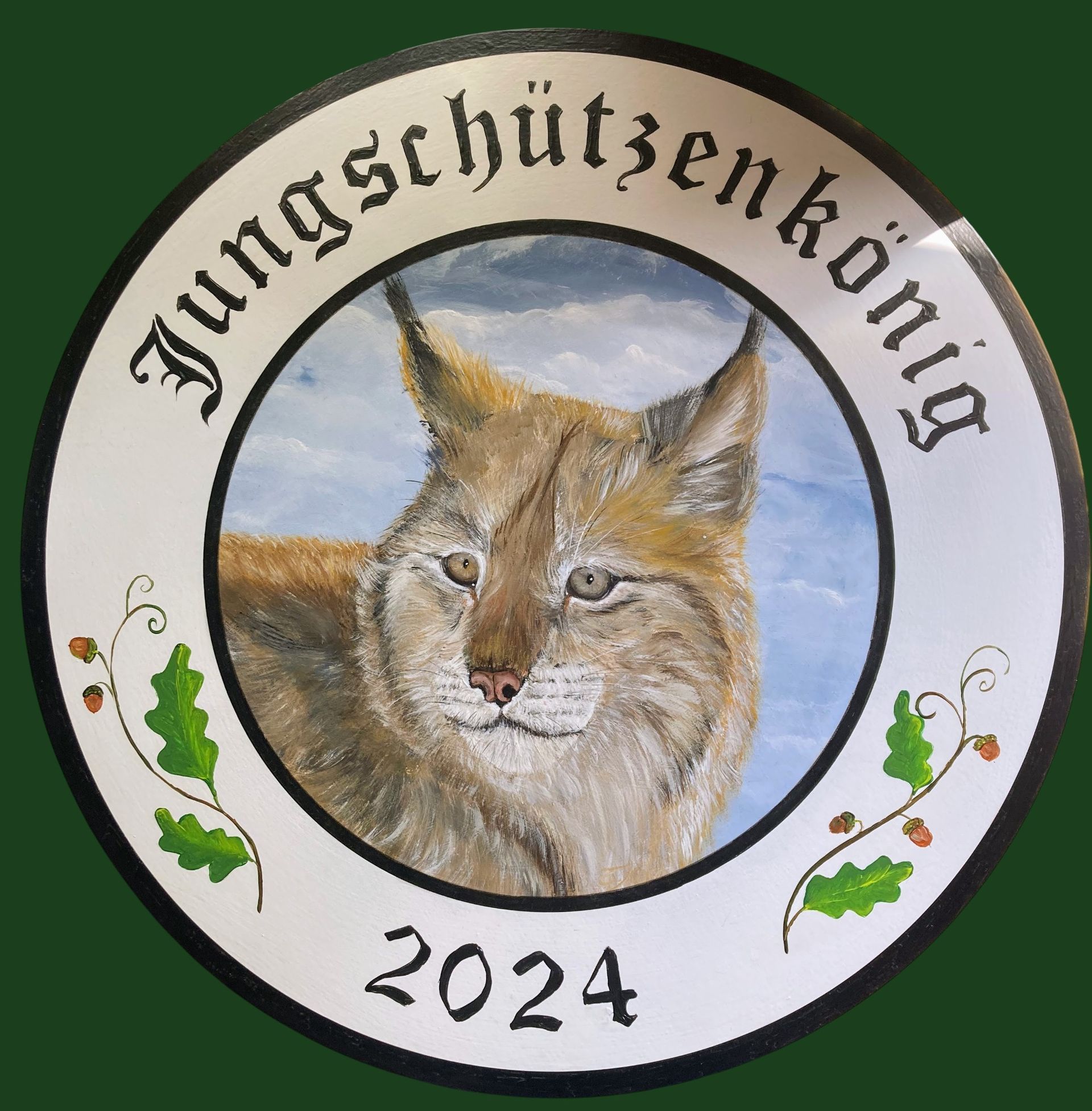 Handgemalte Schützenscheibe mit einem Luchs