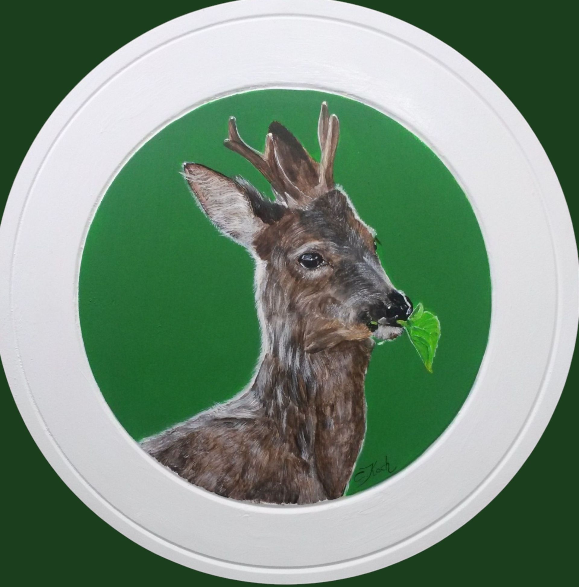 Handgemalte Schützenscheibe mit einem Rehbock