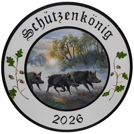 Schuetzenscheibe Claudia Koch handgemalt Wildschweine Schwarzwild