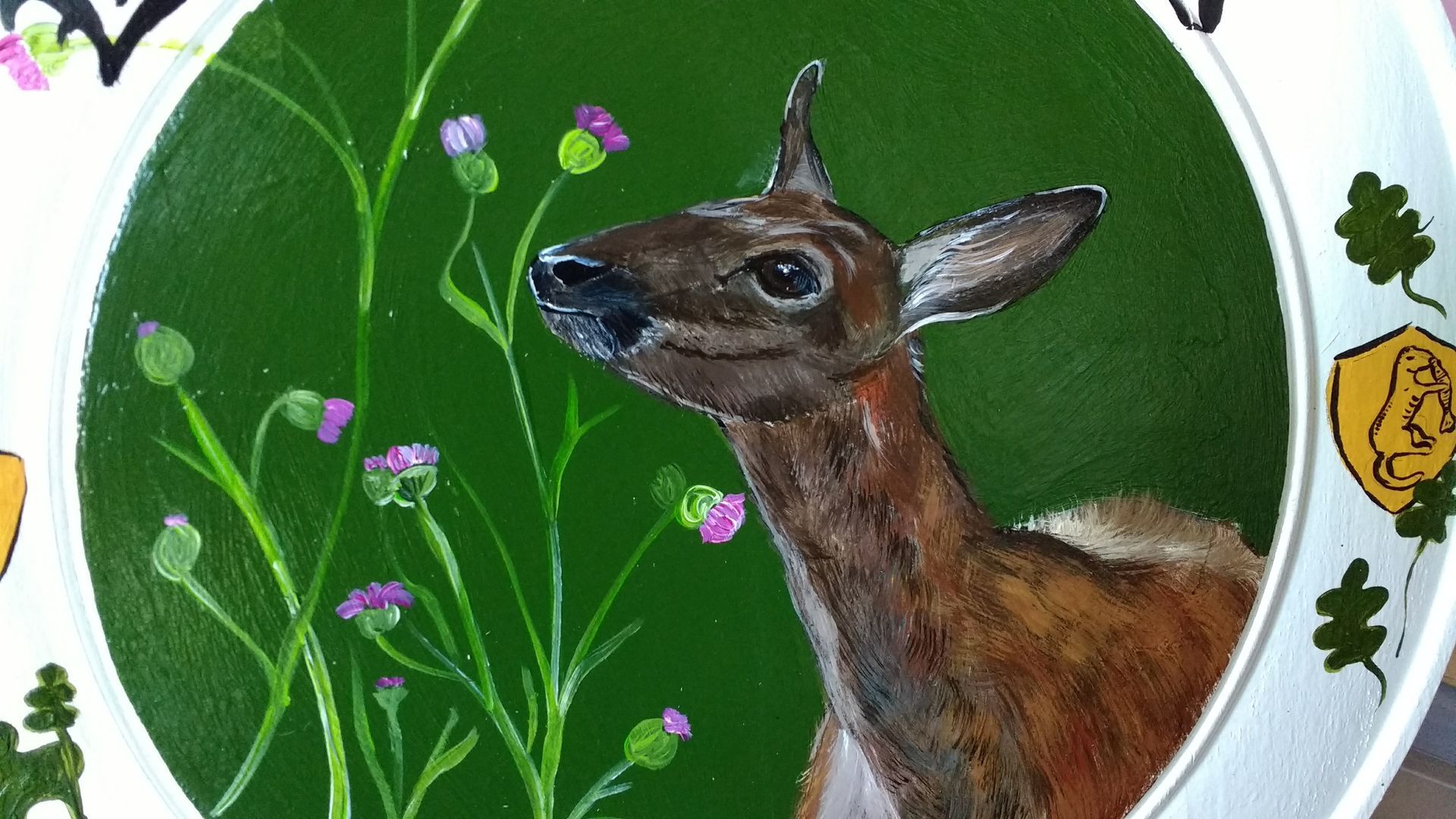 Handgemalte Schützenscheibe mit einem Reh