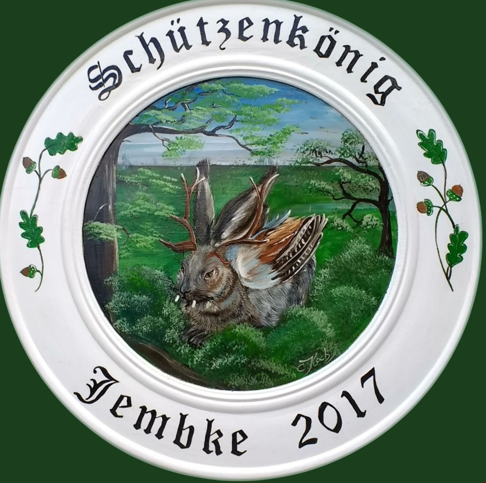 Handgemalte Schützenscheibe mit einem Wolpertinger