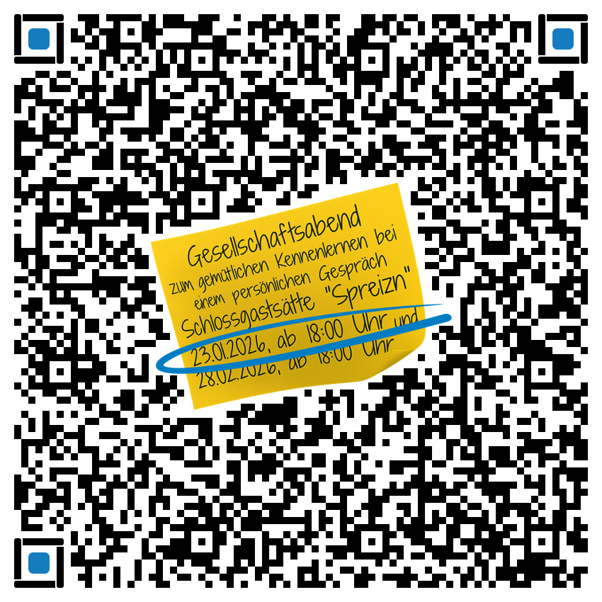 QR-Code mit einem gelben Haftzettel. Auf dem Zettel steht „Gesetzesthemenabend“ mit der Uhrzeit 13.03.2024 um 19:00 Uhr.