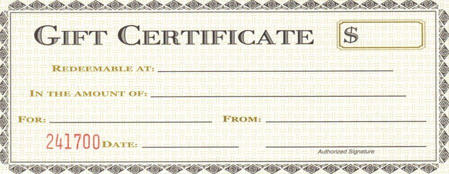Sample gift certificate for car transportation services