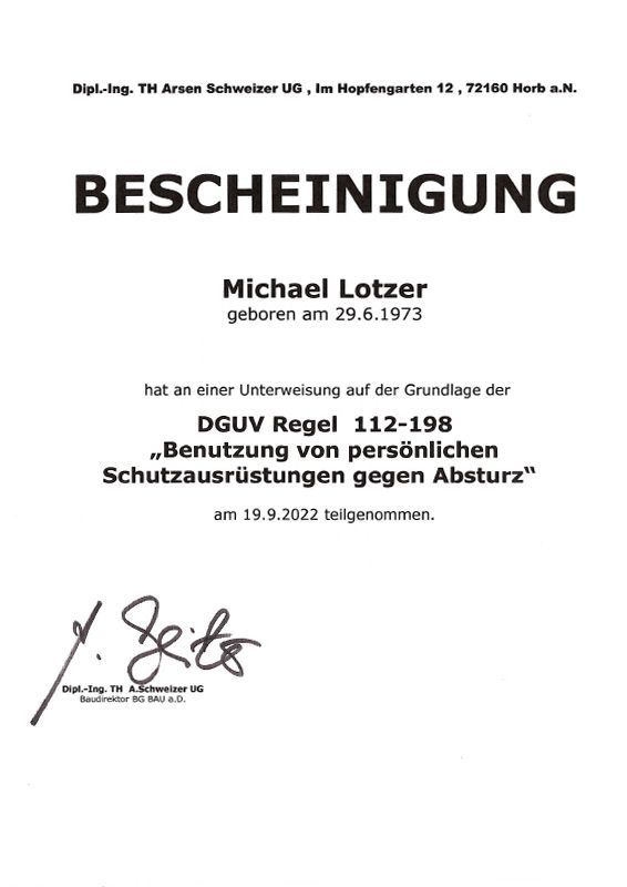 Zertifikat Schutzausrüstungen