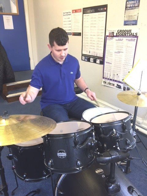 Nathan learning to drum really quickly