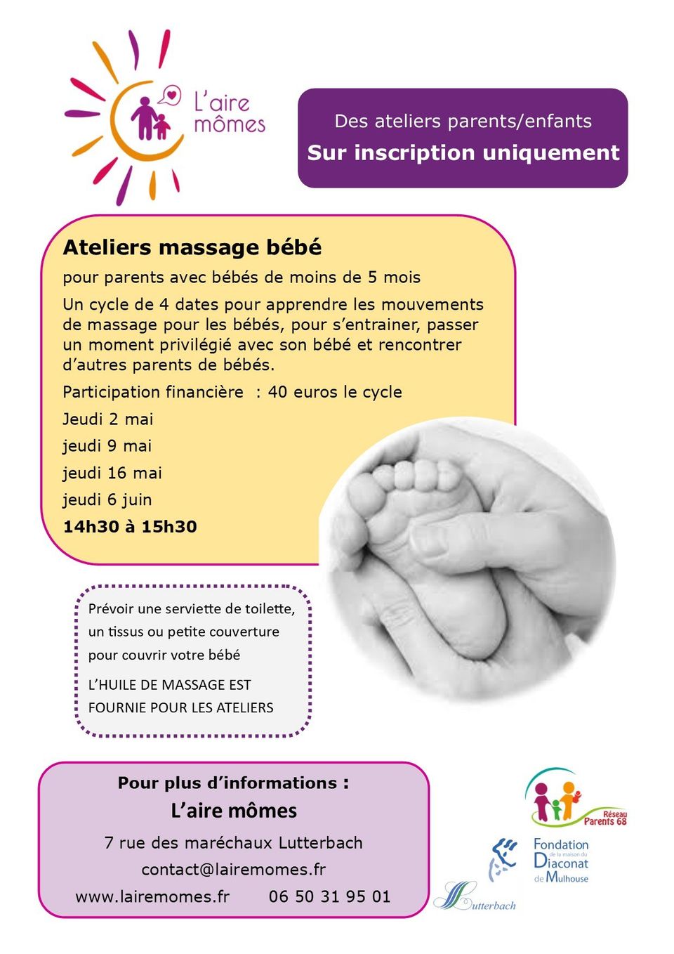 Mai Et Juin 19 Ateliers Massage Bebe