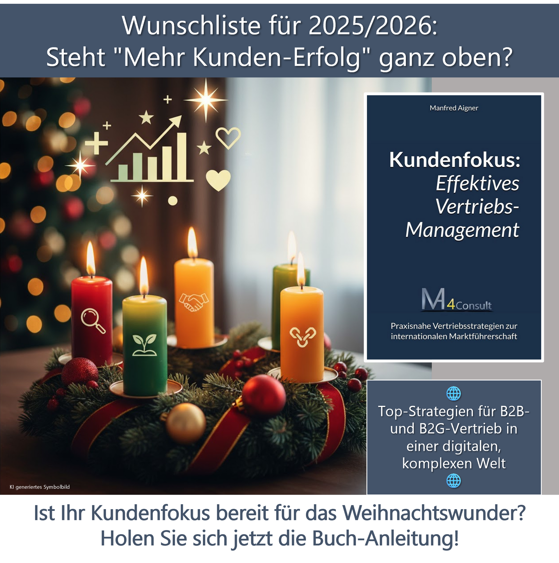 Wunschliste für das nächste Jahr: Steht mehr Kundenerfolg ganz oben auf der Liste? Ist Ihr Kundenfokus bereit für das Weihnachtswunder? Holen Sie sich jetzt die Buch-Anleitung für Top Strategien im B2B und B2G Vertrieb.