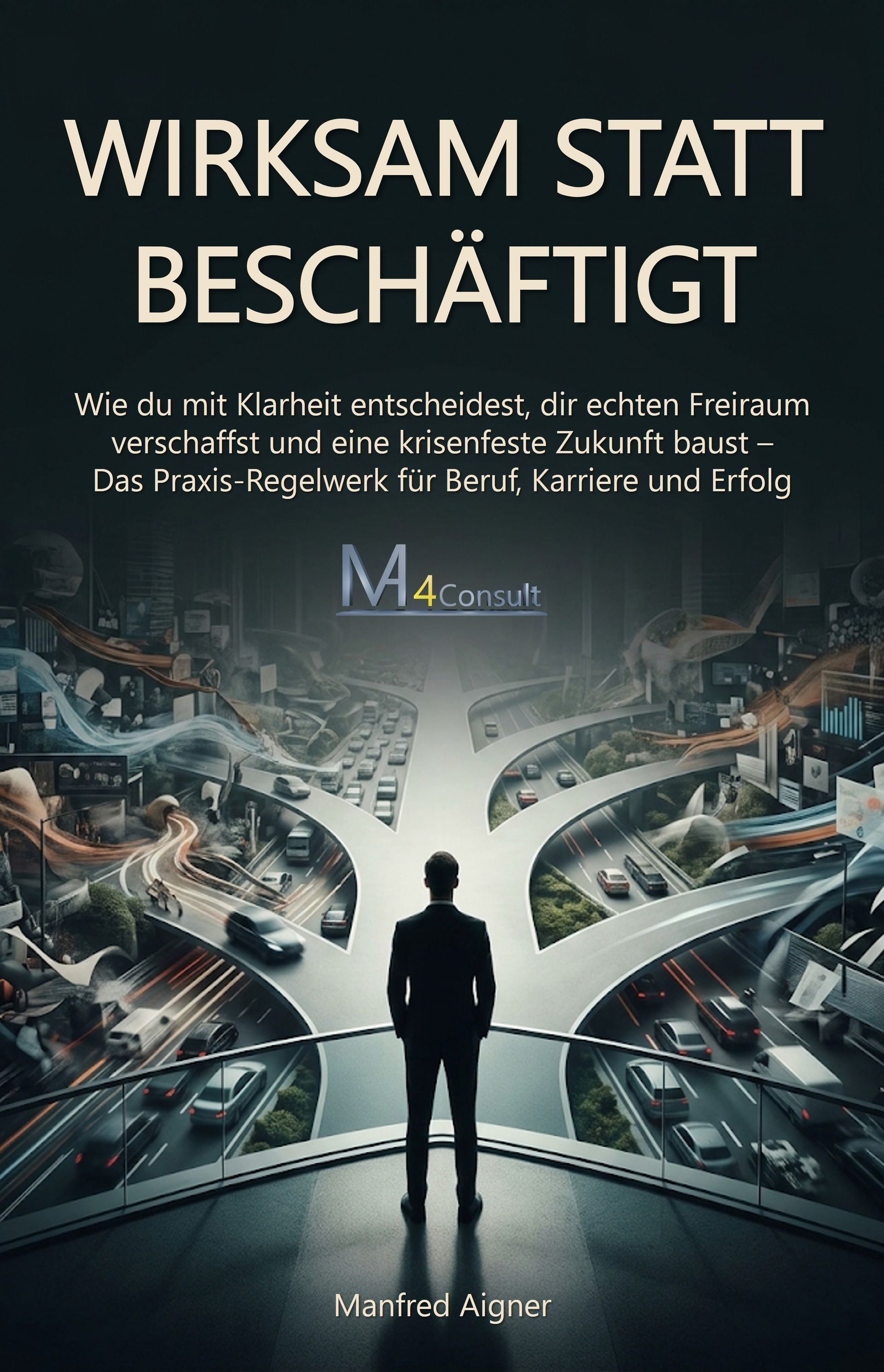 Buch-Cover von WIRKSAM STATT BESCHÄFTIGT: Das Praxis-Regelwerk für Führung & Urteilskraft im KI-Zeitalter von MA-4Consult.