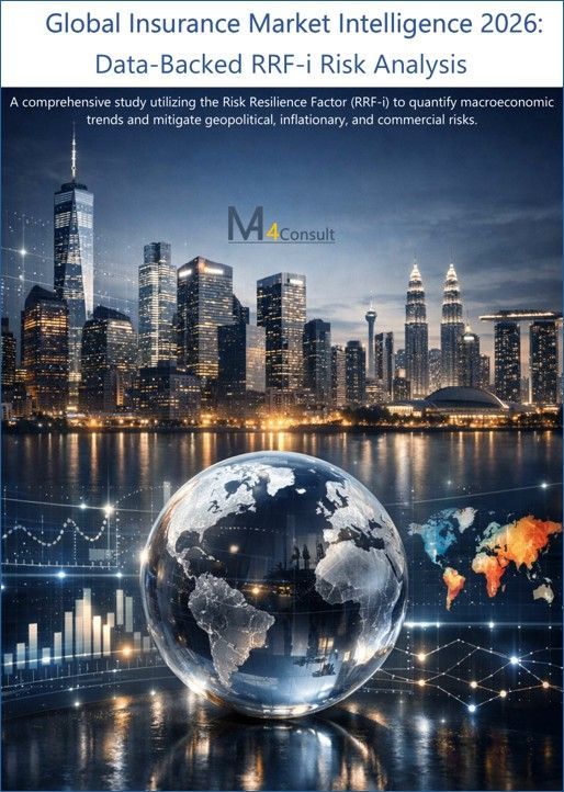 Front cover of the 2026 Global Insurance Market Intelligence Report by MA-4Consult featuring the Risk Resilience Factor for Insurance RRF-i framework.