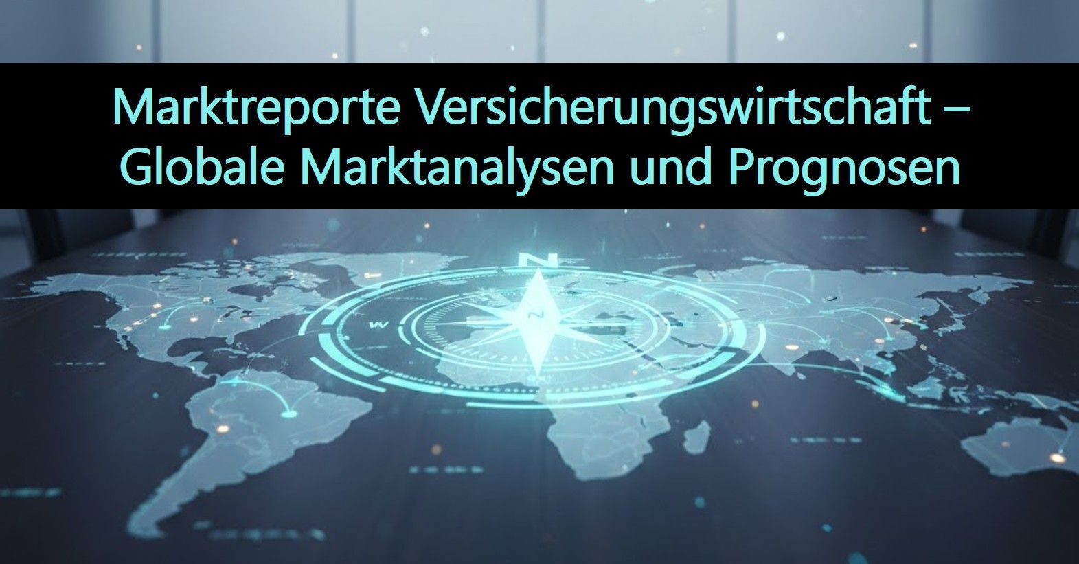 Versicherungsindustrie im Wandel: Neue Analysen zu Trends und Prognosen Zukunftskompass Versicherung: Strategische Marktanalyse und Navigation durch die Polykrise. Digitale Weltkarte mit Datenströmen zu Rückversicherungstrends, Agentic AI und dem Risk Resilience Factor (RRF-i) von MA-4Consult.