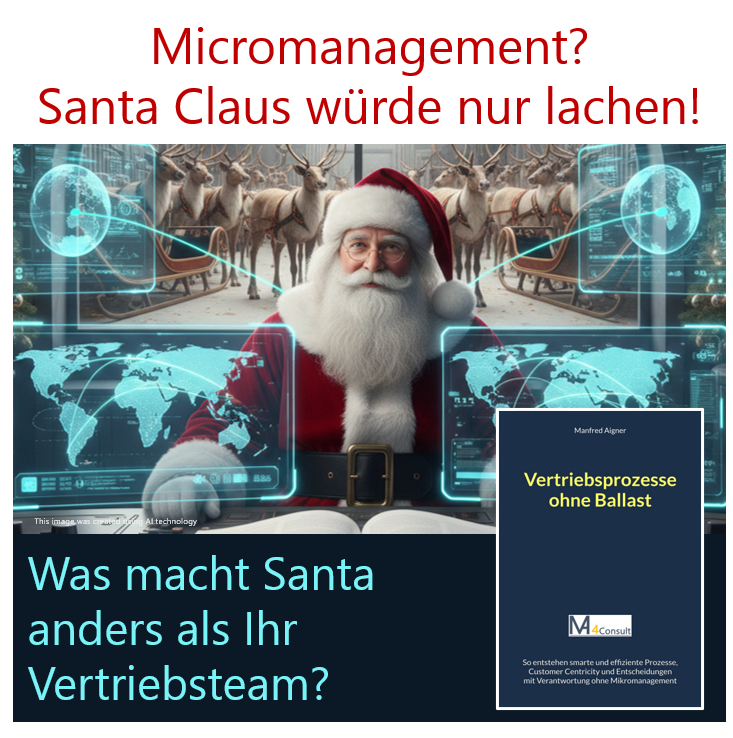 Mikromanagement: Santa Claus würde nur lachen. Was macht Santa anders als Ihr Vertriebsteam? Er stoppt Micromanaging das Business mit schlanken und effizienten Vertriebsprozessen!