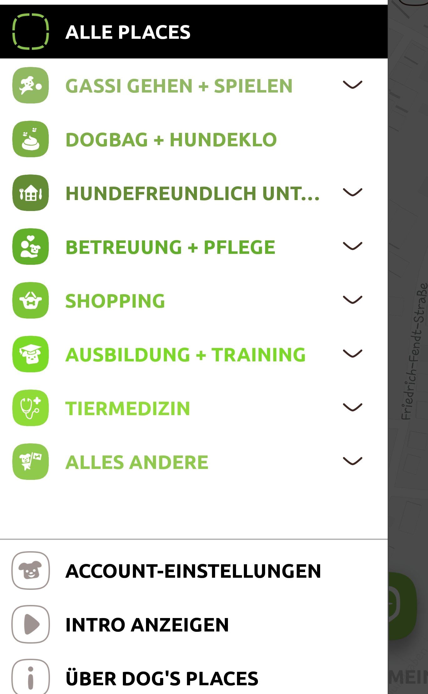 Dog´s Places  - das Menü