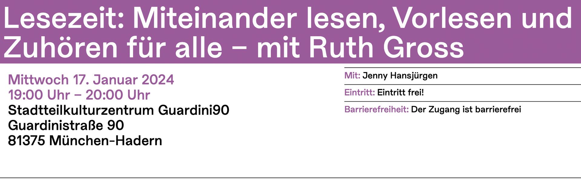 Lesezeit: Miteinander lesen, Vorlesen und Zuhören für alle – mit Ruth Gross Lesezeit: Miteinander lesen, Vorlesen und Zuhören für alle – mit Ruth Gross