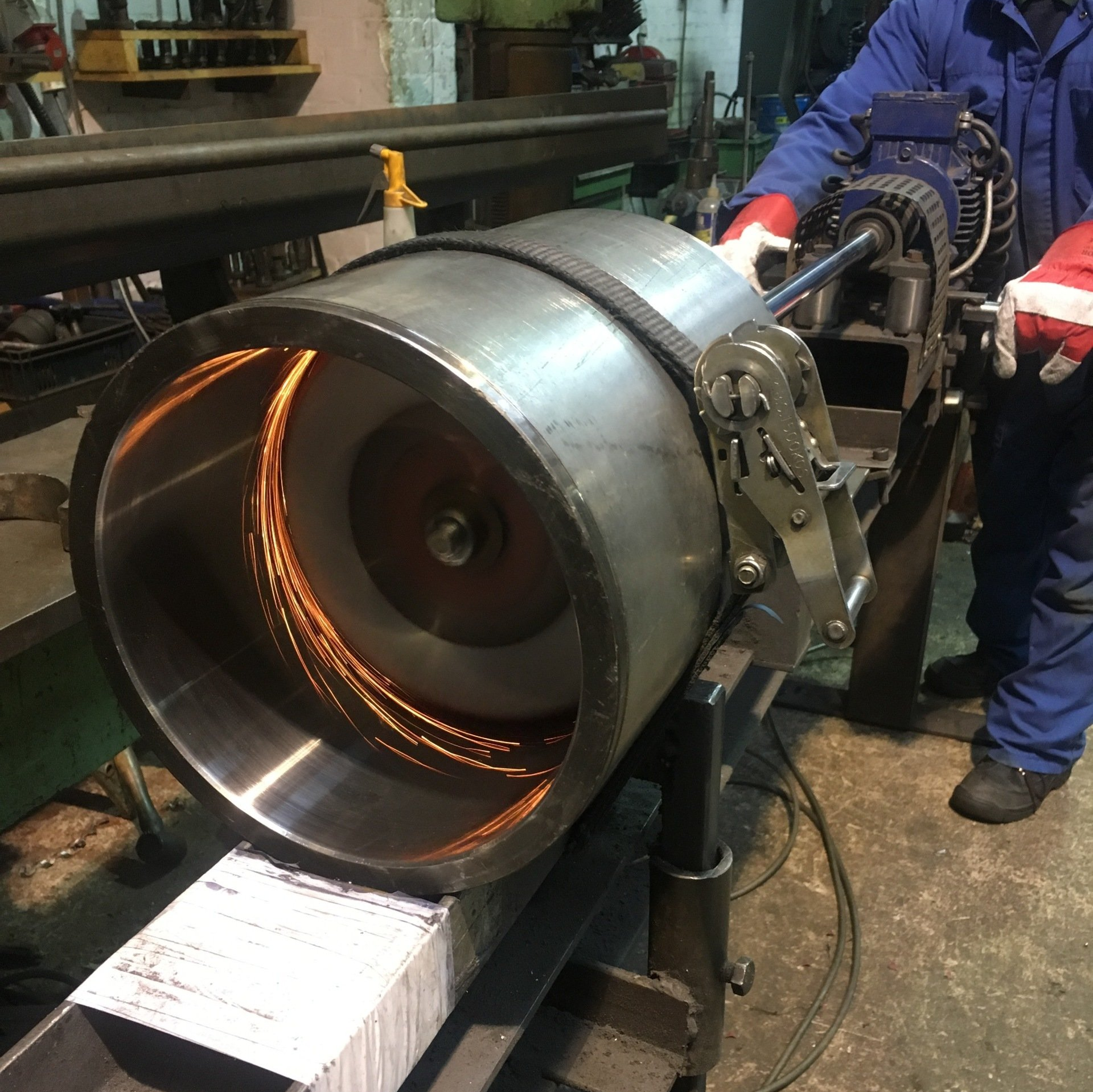 large bore tube being polished internally