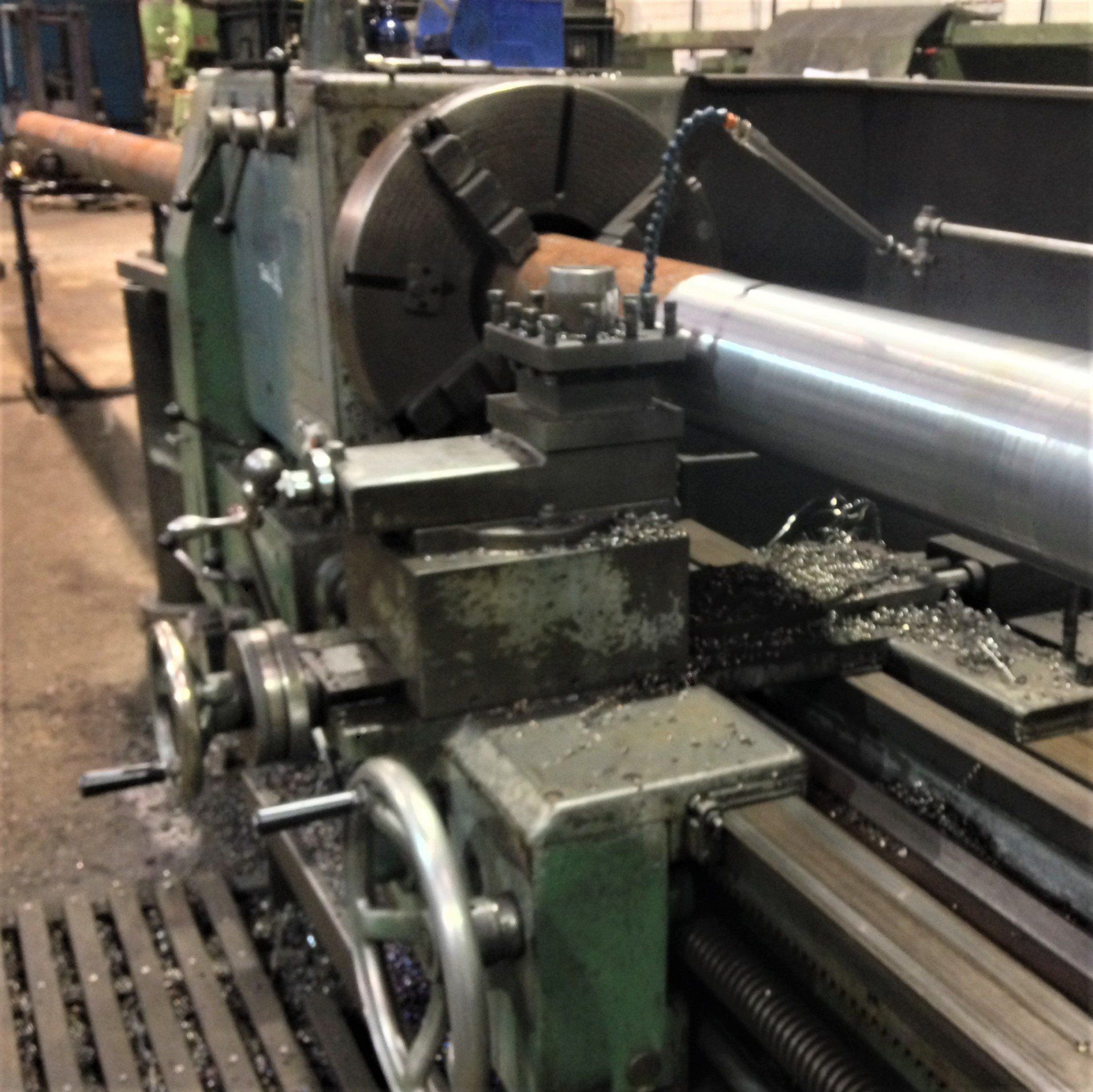 machining large steel bar in oil country lathe