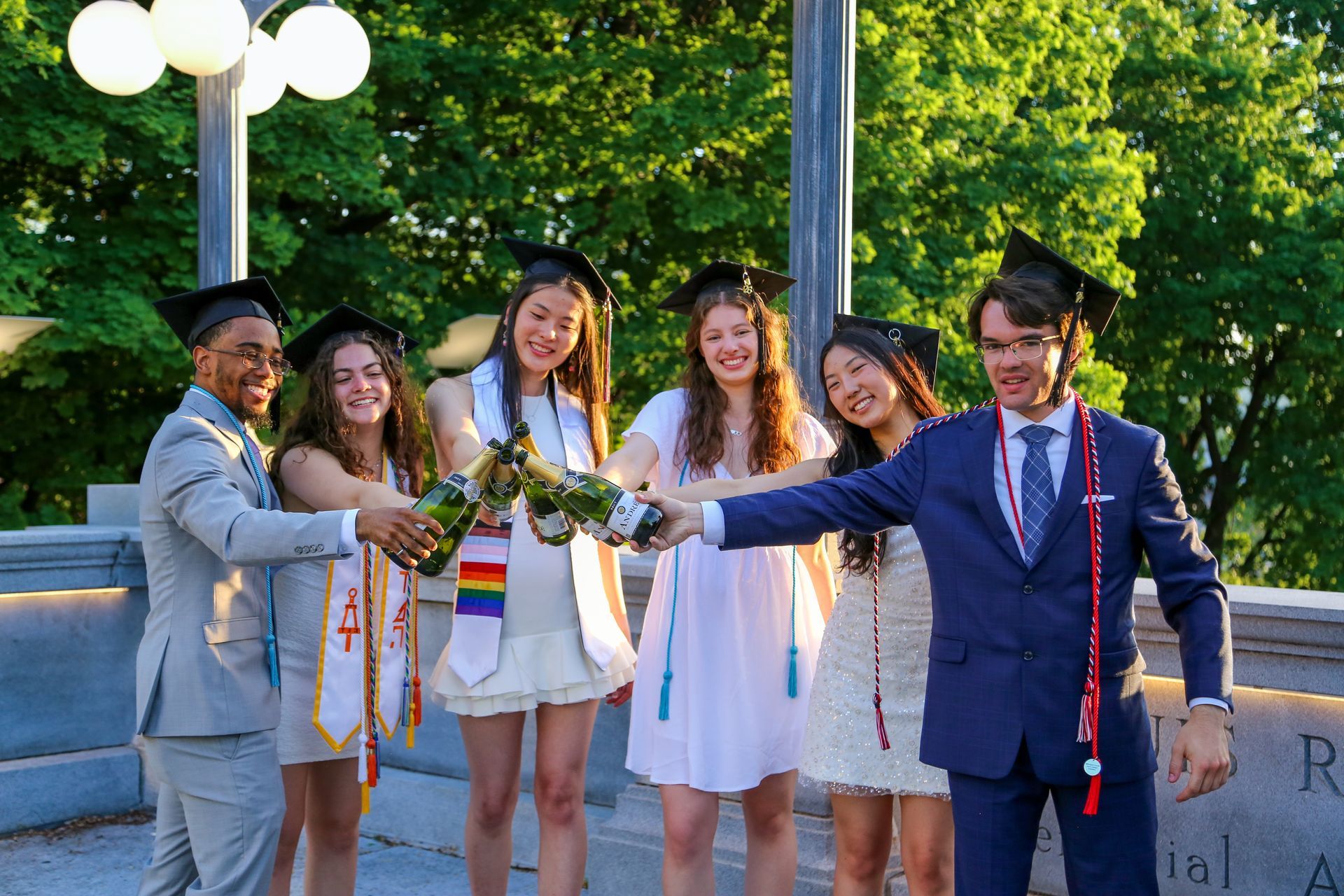 Student celebrating graduation at RPI campus
