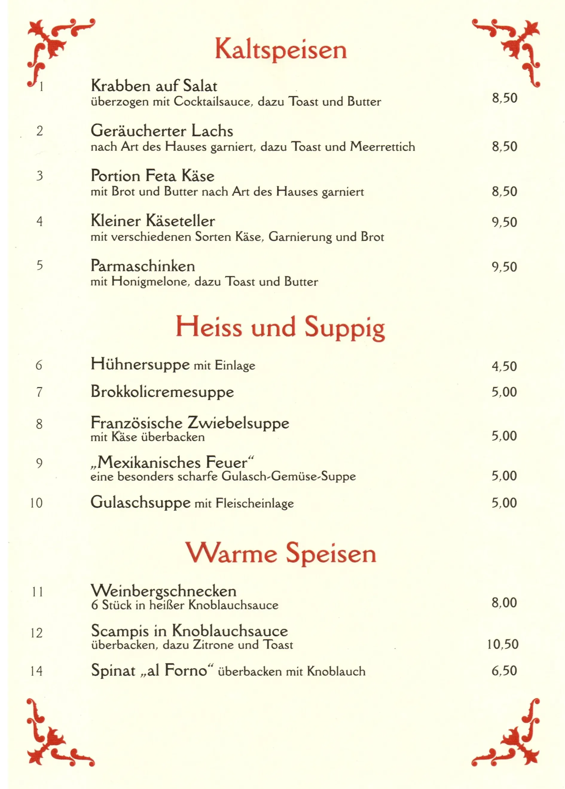Speisekarte