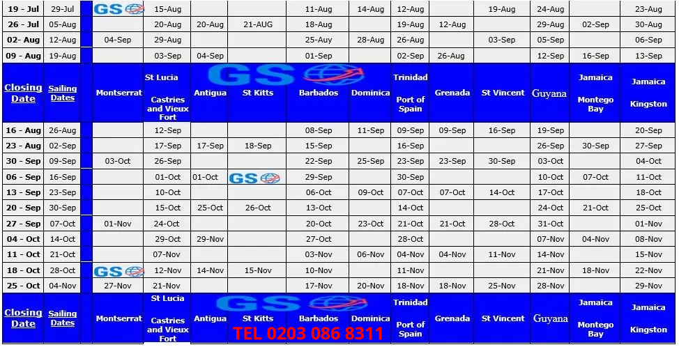 Sailing Schedule