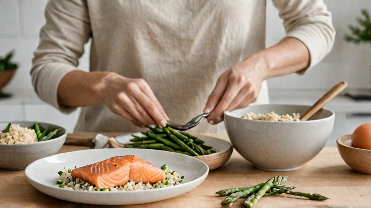 Low Carb Meal Prep: Baked Salmon, Asparagus, Brown Rice (Diabetic Friendly)