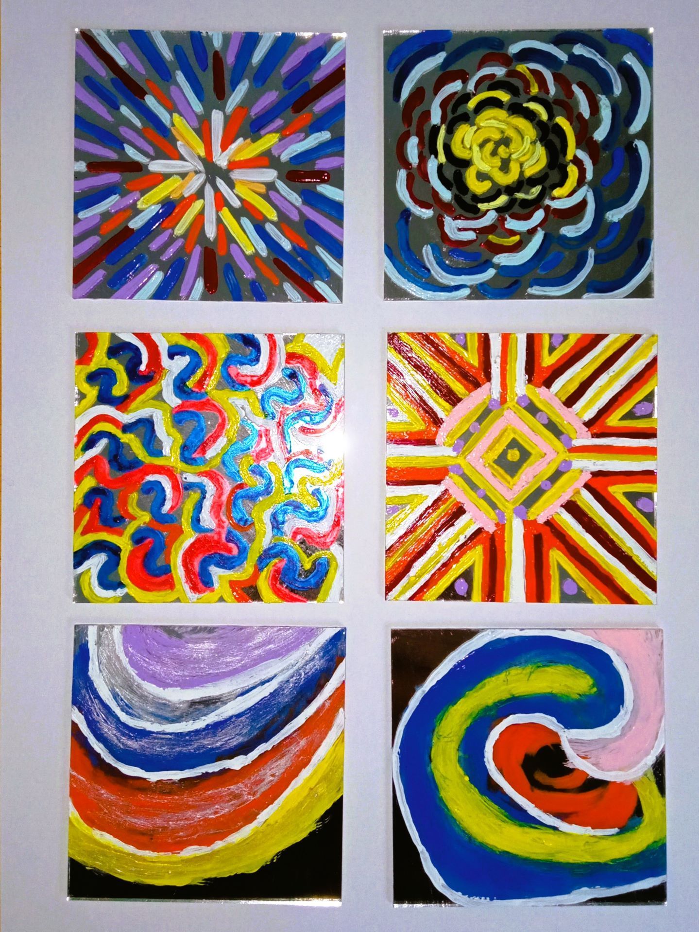 Bemalte kleine Spiegel 7,5x7,5 cm