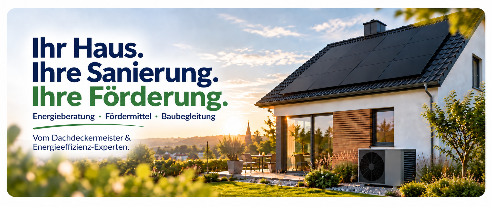 Ihr Haus. Ihre Sanierung. Ihre Förderung. Energieberatung, Fördermittel und Baubegleitung vom Dachdeckermeister und Energieeffizienz-Experten.