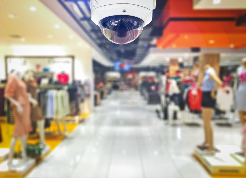 image of a security system in a retail clothing store